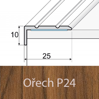 PROFIL Team - Schodová hrana 25 x 10 mm, samolepící Barva dekoru: ořech P24, Délka lišty: 120 cm