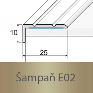 PROFIL Team - Schodová hrana 25 x 10 mm, samolepící Barva dekoru: šampaň E02, Délka lišty: 120 cm