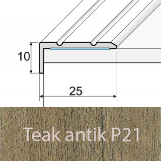 PROFIL Team - Schodová hrana 25 x 10 mm, samolepící Barva dekoru: teak antik P21, Délka lišty: 120 cm