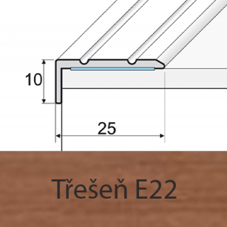 PROFIL Team - Schodová hrana 25 x 10 mm, samolepící Barva dekoru: třešeň E22, Délka lišty: 270 cm (doprodej - konec výroby)