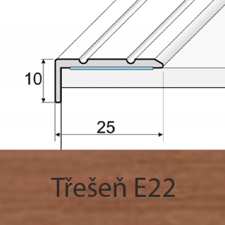 PROFIL Team - Schodová hrana 25 x 10 mm, samolepící Barva dekoru: třešeň E22, Délka lišty: 90 cm  (doprodej - konec výroby)