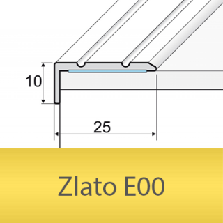 PROFIL Team - Schodová hrana 25 x 10 mm, samolepící Barva dekoru: zlato E00, Délka lišty: 270 cm