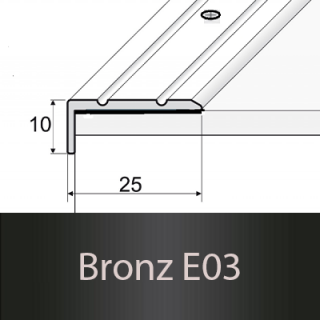 PROFIL Team - Schodová hrana 25 x 10 mm, šroubovací Barva dekoru: bronz E03, Délka lišty: 120 cm