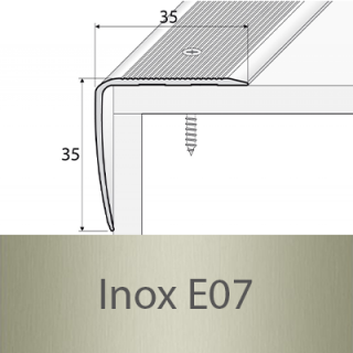 PROFIL Team - Schodová hrana 35 x 35 mm, šroubovací Barva dekoru: inox E07, Délka lišty: 270 cm