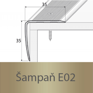 PROFIL Team - Schodová hrana 35 x 35 mm, šroubovací Barva dekoru: šampaň E02, Délka lišty: 270 cm