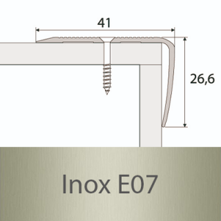 PROFIL Team - Schodová hrana 41 x 27 mm, šroubovací Barva dekoru: inox E07, Délka lišty: 120 cm