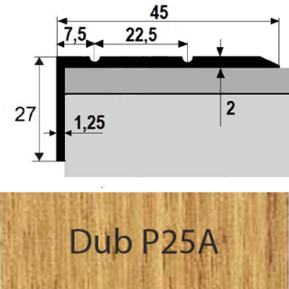 PROFIL Team - Schodová hrana 45 x 27 mm, samolepící Barva dekoru: dub P25A, Délka lišty: 120 cm