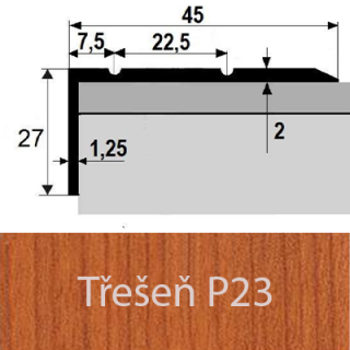 PROFIL Team - Schodová hrana 45 x 27 mm, samolepící Barva dekoru: třešeň P23, Délka lišty: 120 cm