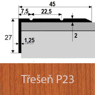 PROFIL Team - Schodová hrana 45 x 27 mm, samolepící Barva dekoru: třešeň P23, Délka lišty: 270 cm