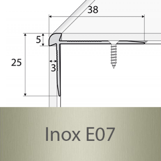 PROFIL Team - Schodová hrana - oboustranná 38 x 25 mm do 3mm Barva dekoru: inox E07, Délka lišty: 120 cm