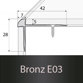 PROFIL Team - Schodová hrana - oboustranná 42 x 28 mm do 5mm Barva dekoru: bronz E03, Délka lišty: 120 cm