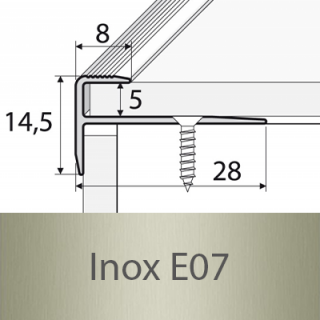 PROFIL Team - Schodová hrana - zásuvná 28 x 15 mm do 5 mm Barva dekoru: inox E07, Délka lišty: 270 cm