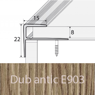 PROFIL Team - Schodová hrana - zásuvná 8 mm pro laminát, šroubovací Barva dekoru: dub antik E903, Délka lišty: 270 cm