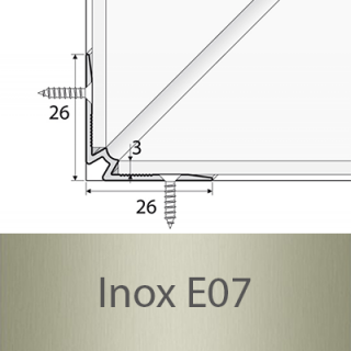 PROFIL Team - Schodový vnitřní profil do 3mm Barva dekoru: inox E07, Délka lišty: 120 cm (doprodej - konec výroby - dostupnost na dotaz))