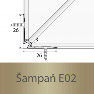 PROFIL Team - Schodový vnitřní profil do 3mm Barva dekoru: šampaň E02, Délka lišty: 270 cm