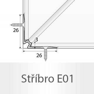 PROFIL Team - Schodový vnitřní profil do 3mm Barva dekoru: stříbro E01, Délka lišty: 270 cm ( doprodej - konec výroby)