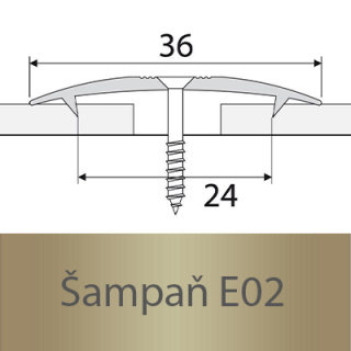 PROFIL Team - Spojovací kobercový profil 36 mm, šroubovací Barva dekoru: šampaň E02, Délka lišty: 200 cm