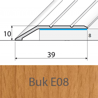 PROFIL Team - Ukončovací nájezd 8 mm, samolepící Barva dekoru: buk E08, Délka lišty: 270 cm (doprodej - konec výroby)