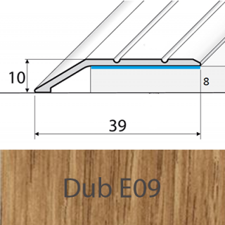 PROFIL Team - Ukončovací nájezd 8 mm, samolepící Barva dekoru: dub E09, Délka lišty: 270 cm (doprodej - konec výroby)