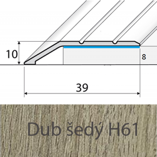 PROFIL Team - Ukončovací nájezd 8 mm, samolepící Barva dekoru: dub šedý H61, Délka lišty: 270 cm