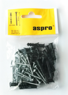 PVC komponent k liště ASPRO Q83 | jasan 0T V barvě lišty: Šrouby + hmoždinky (balení 24 ks)