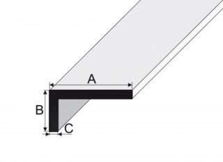 Rohový profil nerovnoramenný 20 x 10 x 2 mm, hliník Stříbrný elox, 200 cm