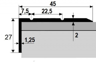 Vzorek tvaru | Schodová hrana 45 x 27 mm, samolepící