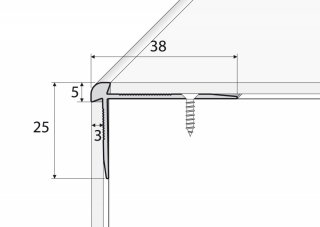 Vzorek tvaru |Schodová hrana - oboustranná 38 x 25 mm do 3mm