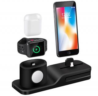 3v1 silikonová nabíjecí stanice pro iPhone / Apple Watch / AirPods