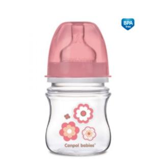 Canpol babies Láhev se širokým hrdlem NEWBORN BABY 120ml růžová