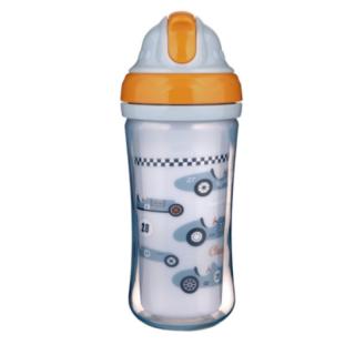 Canpol Babies sportovní lahev se silikonovou slámkou Auta 260 ml