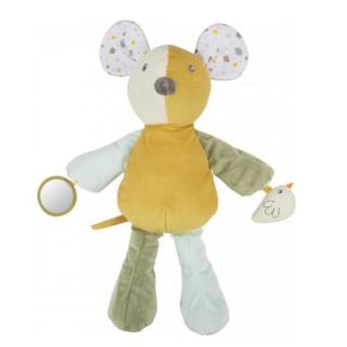 Canpol Babies závěsná plyšová hračka se zrcátkem a chrastítkem myška