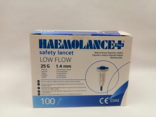 Lancety sterilní Haemolance + Low Flow 25G, 1,4 mm modré /100 ks/