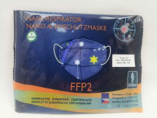 Respirátor nano FFP2 Balerina český barva: modrý hvězdy