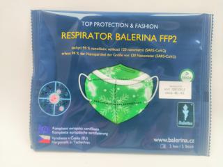 Respirátor nano FFP2 Balerina český barva: zelený vločky