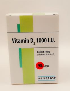 Vitamín D3 1000 I.U. 90 kapslí