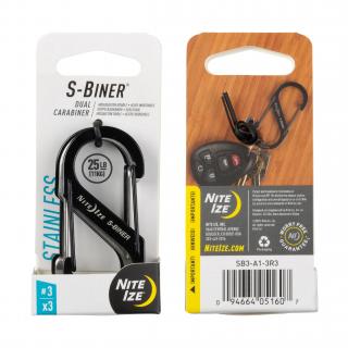 Nite Ize S-Biner Stainless Steel Ocelová oboustranná karabina velikost a barva: #03 COMBO 3 pack (2x černá, 1x nerez)