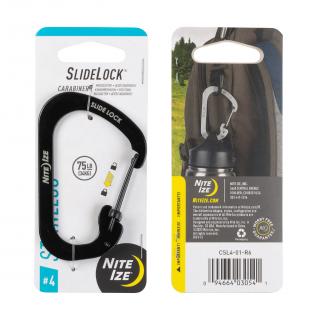 Nite Ize SlideLock Stainless Steel Ocelová karabina s pojistkou velikost / barva: #04 černá