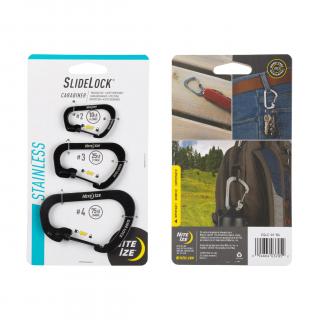 Nite Ize SlideLock Stainless Steel Ocelová karabina s pojistkou velikost / barva: COMBO 3 pack černá