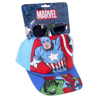 Dětská kšiltovka a sluneční brýle Captain America - Set