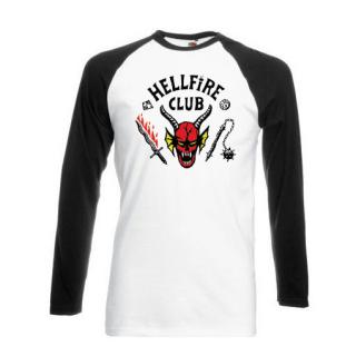 Pánské tričko Stranger Things - Hellfire Club, dlouhý černý rukáv Velikost: XL
