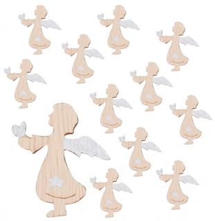 Dřevění andělé s lepíkem 4 cm, 24 ks   5418