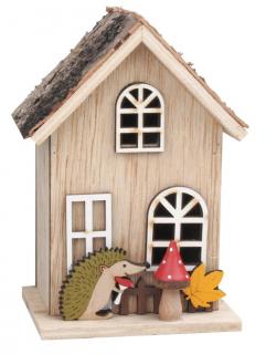 Dřevěný domeček s ježečkem 9 x 7 x 12,5 cm   5128