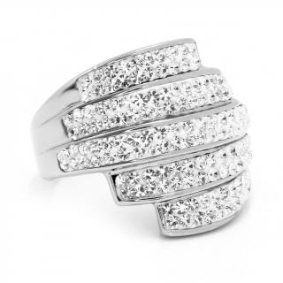Ocelový prsten s krystalky