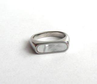 Ocelový prsten s perletí