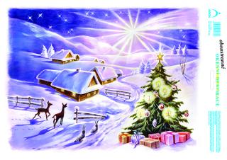 Okenní dekorace  Barevná vánoční krajina s kometou   25 x 35 cm