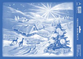Okenní dekorace Vánoční krajina s kometou   25 x 35 cm