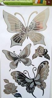 Pokojová samolepící dek. zrcadlová MOTÝLI 69x30cm