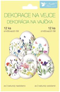 Smršťovací dekorace na vejce 12 ks, jemné květiny   835