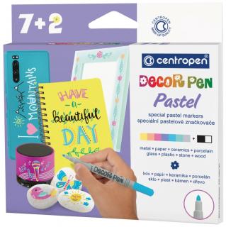 Značkovače DECORPEN PASTEL na kov,sklo,plast,keramiku,kámen 8+1 ks CENTROPEN